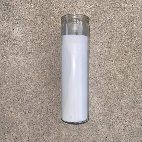 White Glass Jar Pillar Candle - Picture 8 of 10